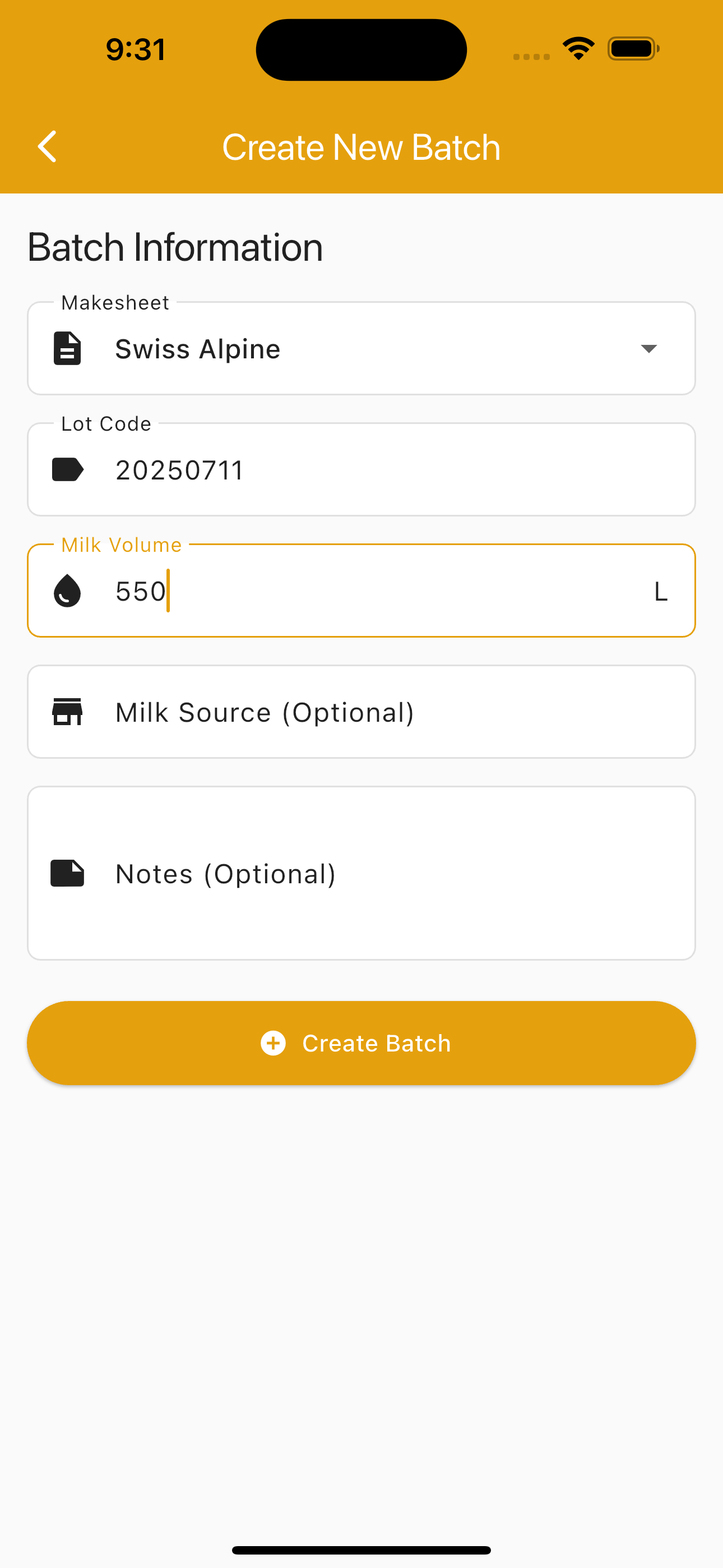Create Batch Interface
